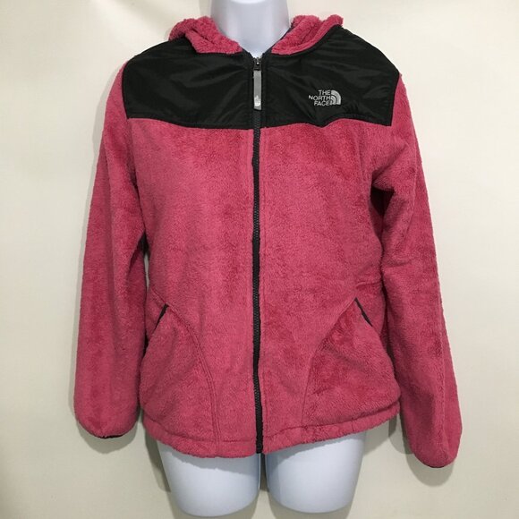 The North Face Girls XL Oso Hot Pink Silky Fleece Hoodie Jacket Full Zip - Picture 1 of 6